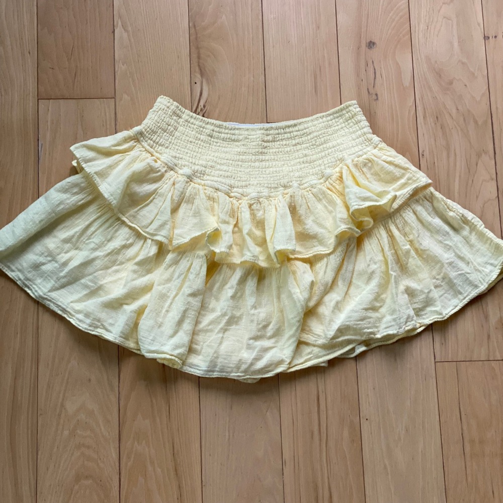 NWT 100 Cotton Coquette Soft Girl Yellow Skort Set Corset Peplum Ruffle Boutique - Picture 3 of 14